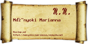 Mányoki Marianna névjegykártya