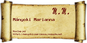 Mányoki Marianna névjegykártya